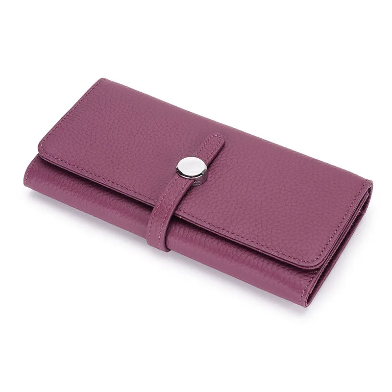 Women's Long Genuine Leather Wallet – Multifunctional, Phone Pocket and Photo Holder