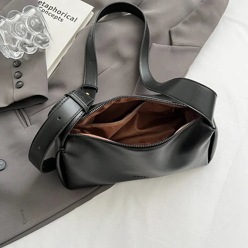 Sac à bandoulière luxe en cuir pu souple pour femme - Sac seau casual avec bretelles ajustables