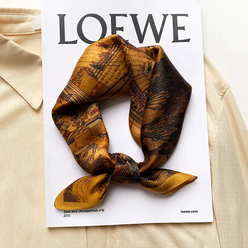 Women's Square Scarf – Luxury Satin Silk, Hair Ribbon, 70x70cm