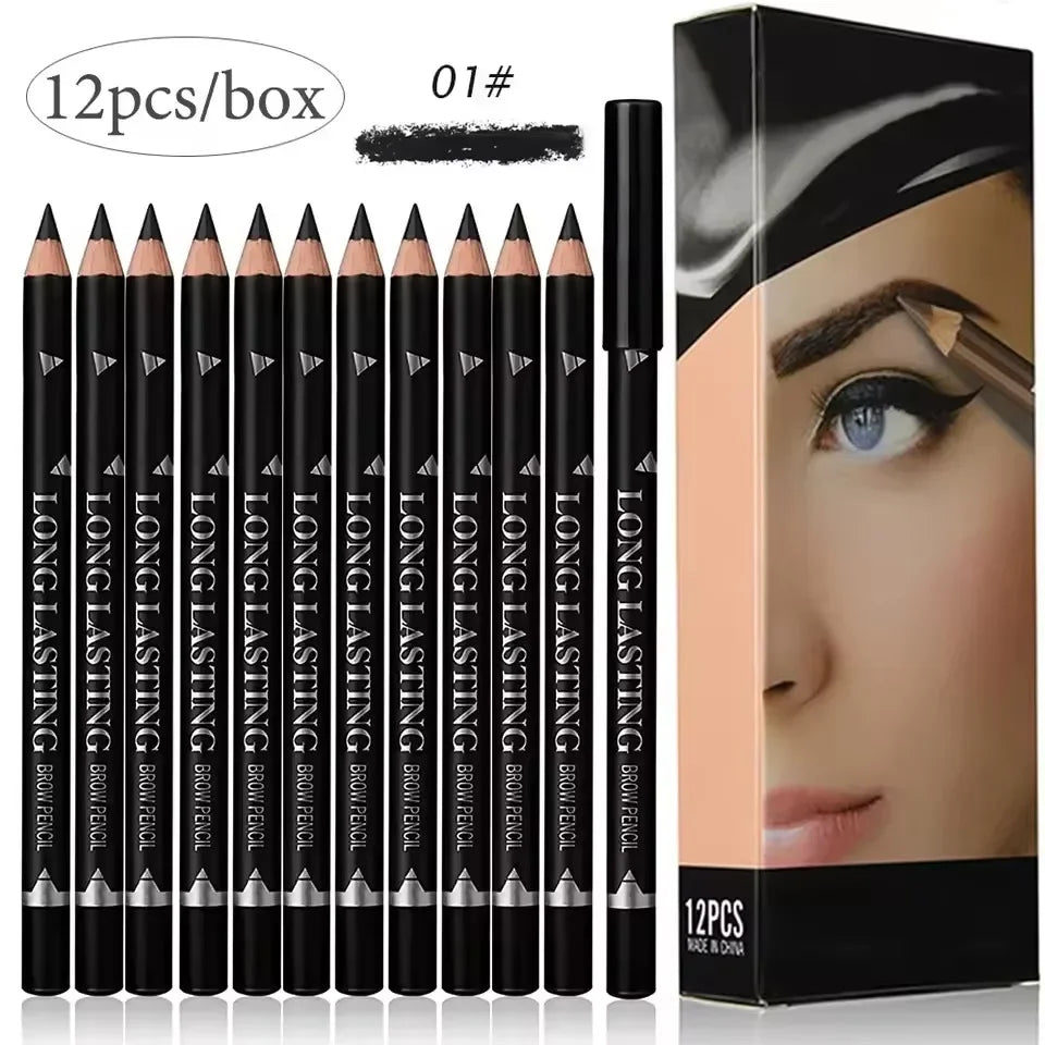 Waterproof Eyebrow Pencil — Pack of 6 or 12 Pieces, Long-Lasting Wear