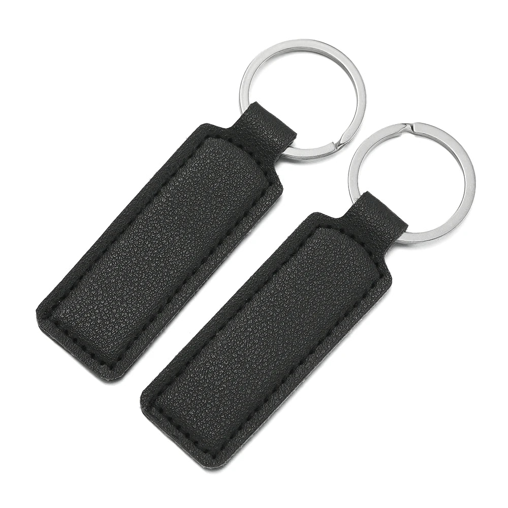 Porte-Clés Unisexe en Cuir PU – Pendentif Métallique Simple, 8 Couleurs, Cadeau