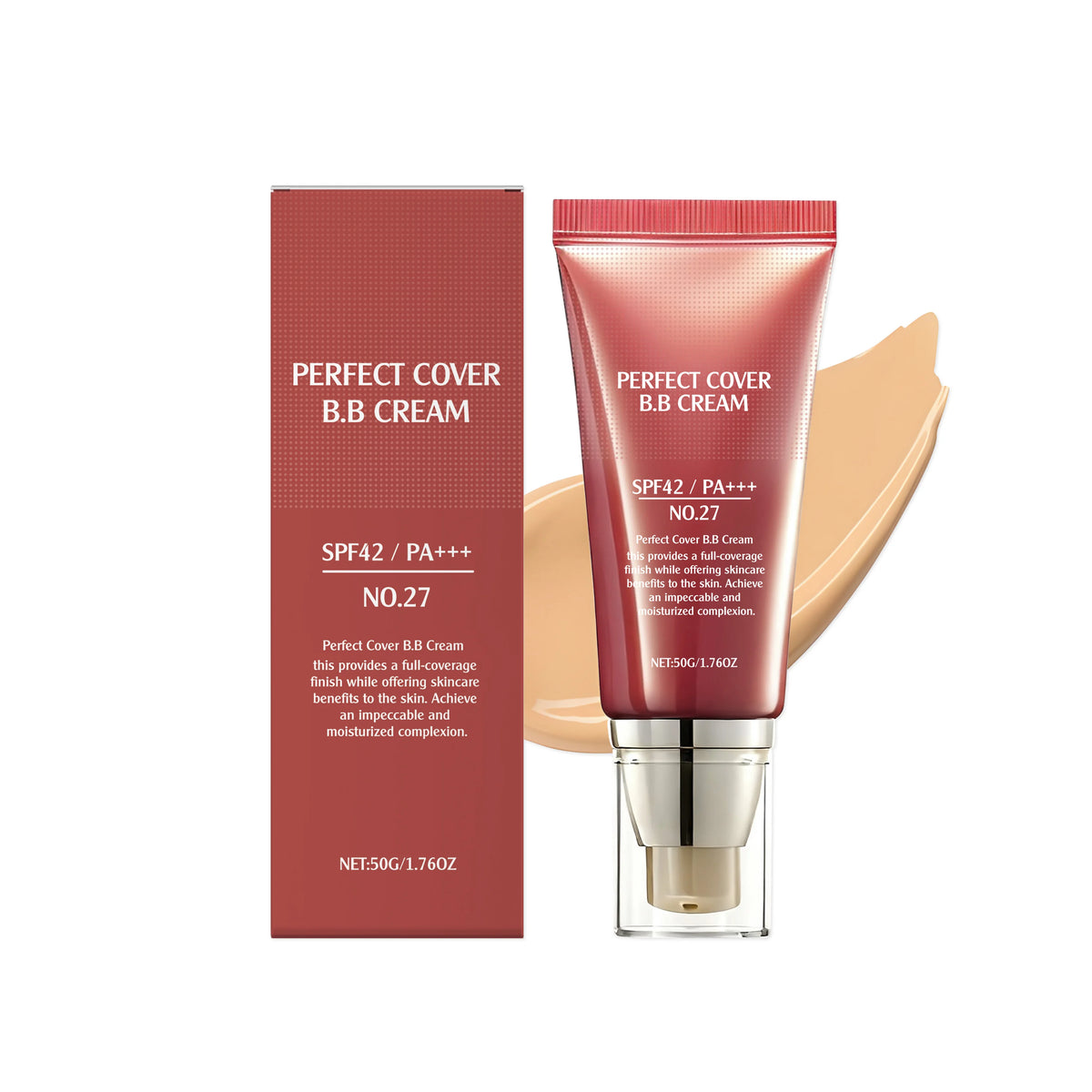 BB Cream SPF 42 PA+++ – Fond de Teint Hydratant Couvrant, Anti-Cernes & Rides, 50 g, 6 Teintes