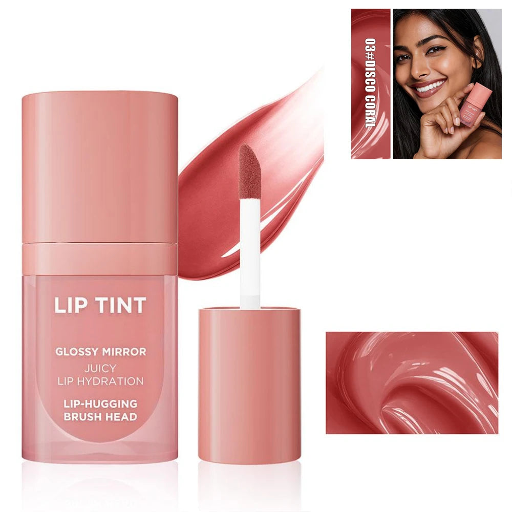 Long-Lasting Glossy Lip Stain – Matte Velvet Texture, Hydrating & Waterproof | 6 Shades