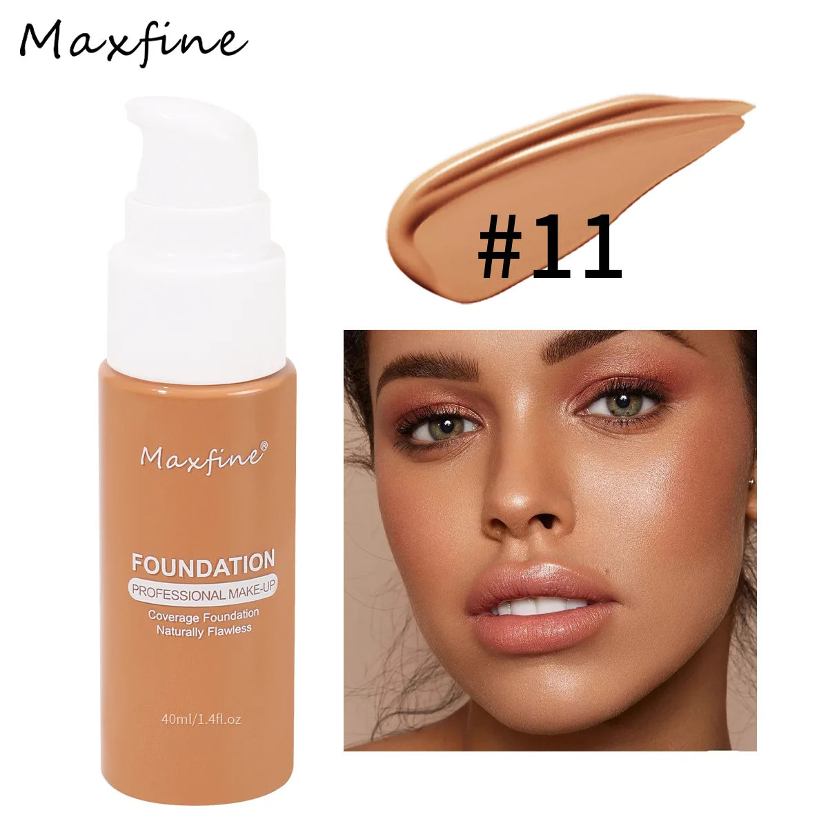 Liquid Cream Foundation – Moisturizing, Full Coverage, Waterproof, Long-Wear, 12 Shades