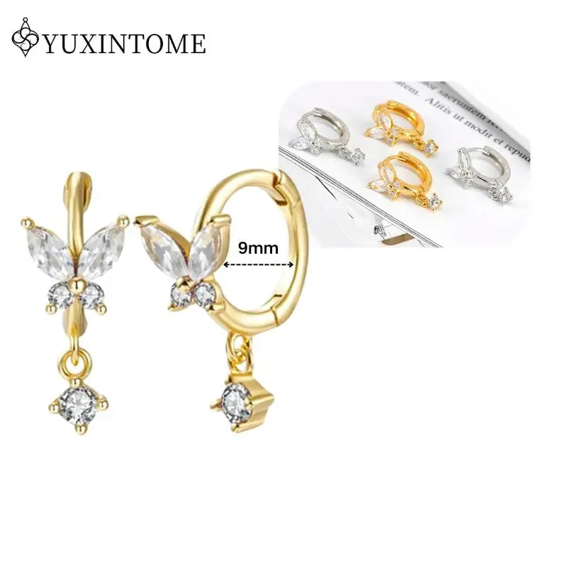 Boucles d'Oreilles Créoles Huggie Argent 925 – Zircon & Cristal, Goutte d'Eau, Certifiées GDTC, 73 Styles