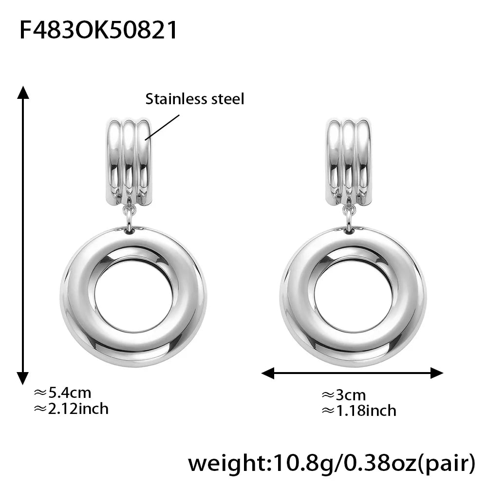 316 Stainless Steel Drop Earrings – PVD Gold Plated, Trendy Style, Women's Jewelry