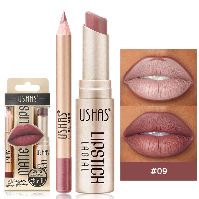 Kit Lèvres 2 Pièces – Liner + Rouge à Lèvres Mat Longue Tenue | 12 Teintes