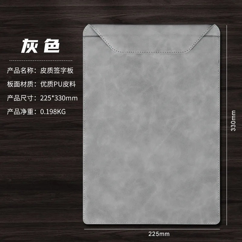 Professional A4 PU leather document holder with clip - Customizable for office and meetings