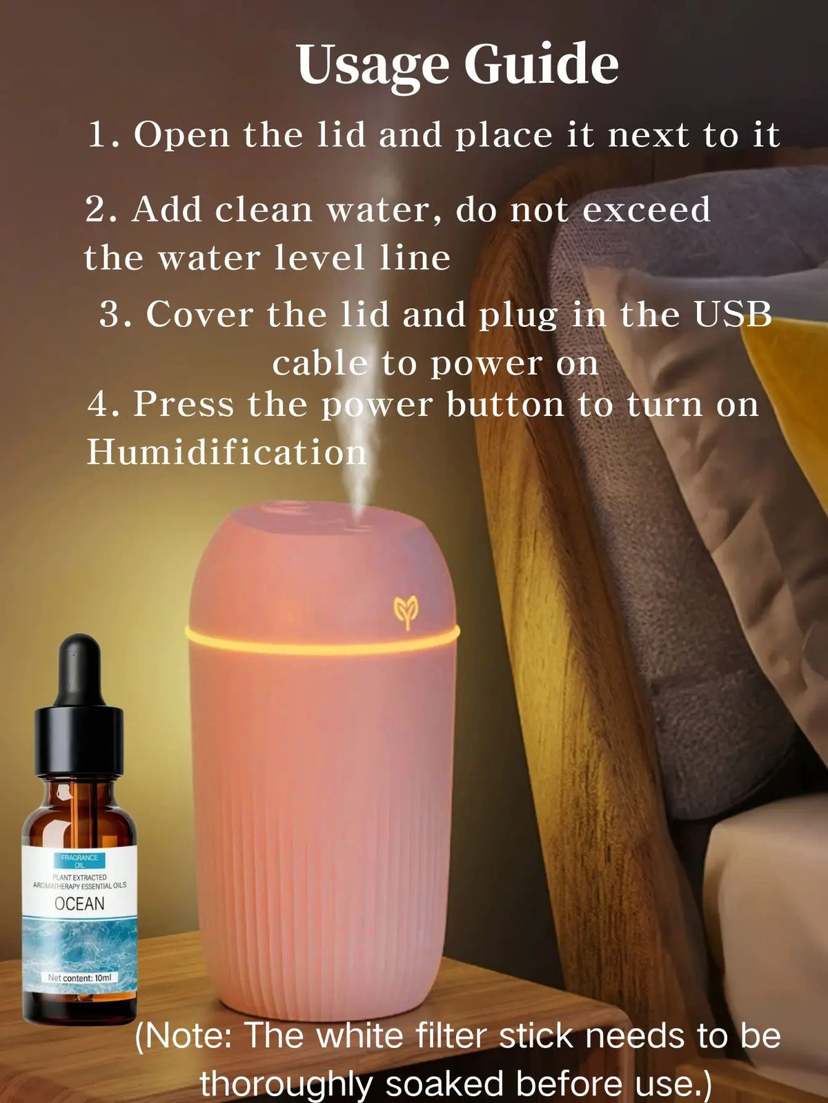 Mini Humidificateur Diffuseur USB 420 ml – Ultrasonique, Anion, Voiture & Maison
