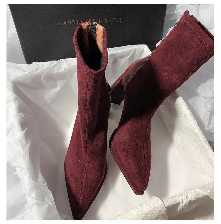 Bottines à Bout Pointu et Talon Bloc
