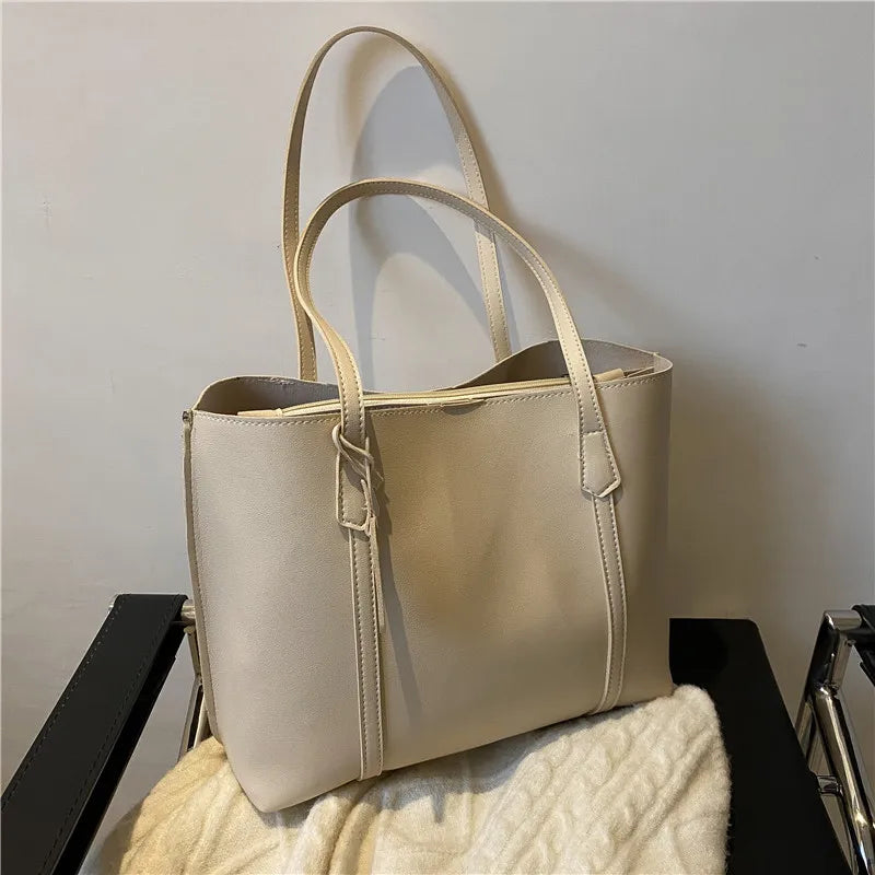 Soft Retro-Style PU Tote Bag
