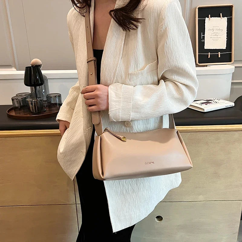 Sac à bandoulière luxe en cuir pu souple pour femme - Sac seau casual avec bretelles ajustables