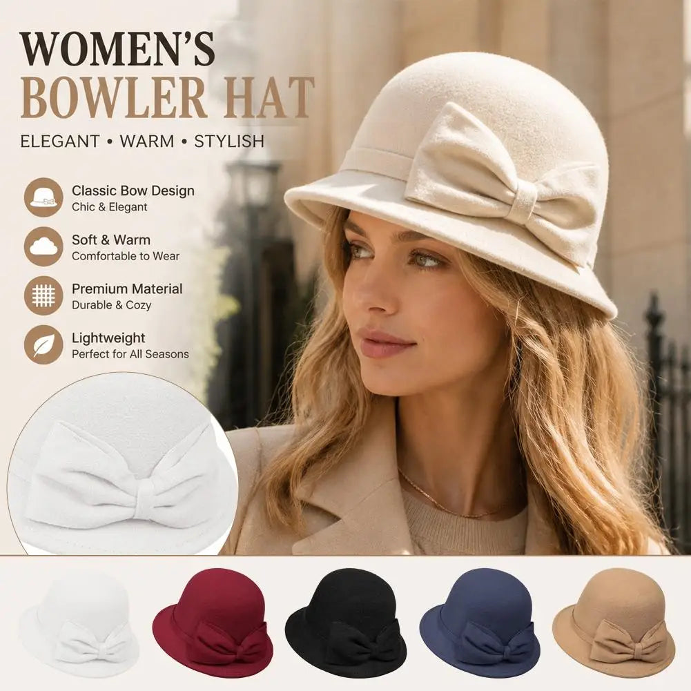 Chapeau cloche ajustable à nœud pour femme