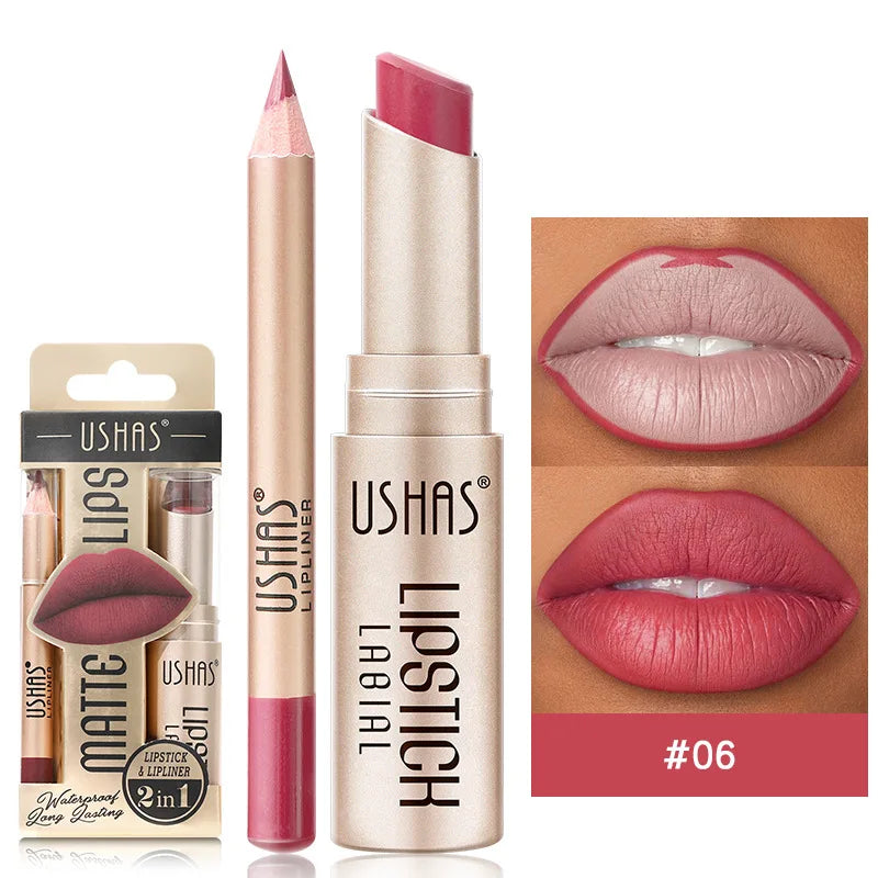 Kit Lèvres 2 Pièces – Liner + Rouge à Lèvres Mat Longue Tenue | 12 Teintes