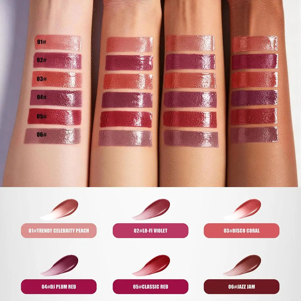 Long-Lasting Glossy Lip Stain – Matte Velvet Texture, Hydrating & Waterproof | 6 Shades