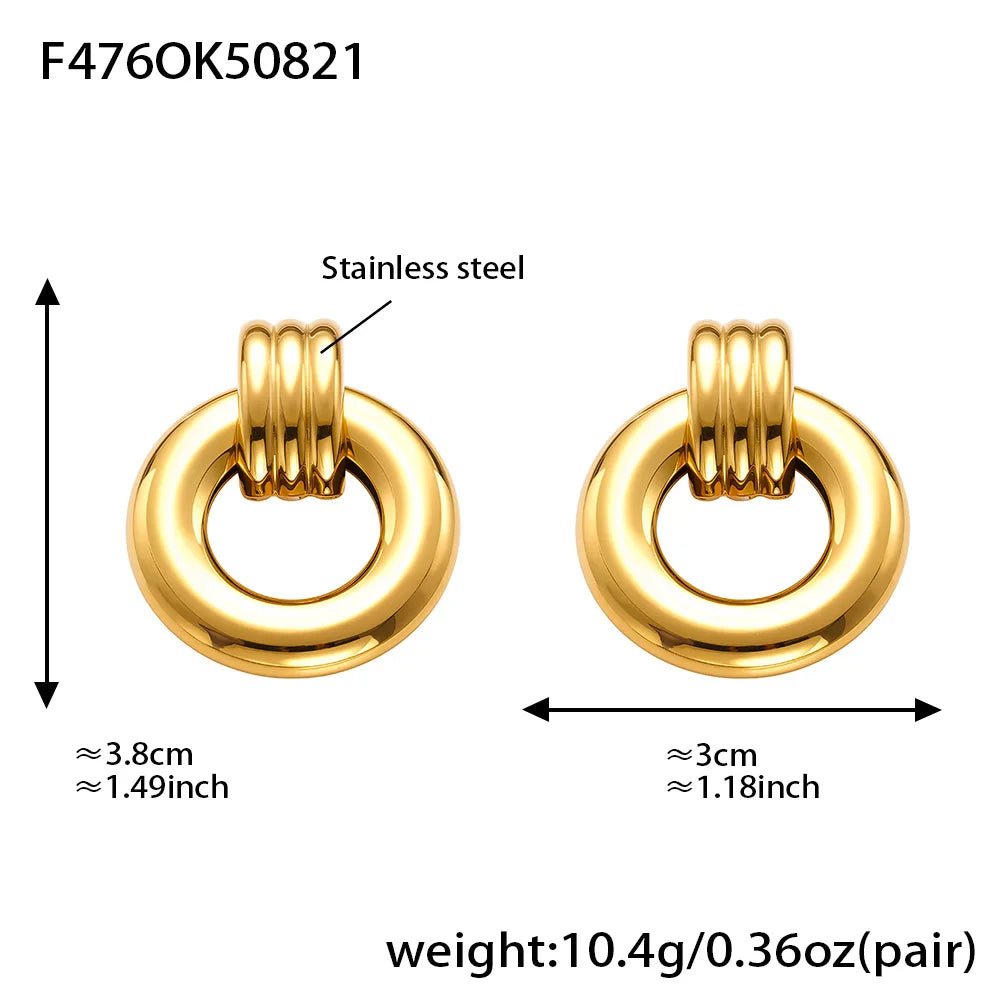 316 Stainless Steel Drop Earrings – PVD Gold Plated, Trendy Style, Women's Jewelry