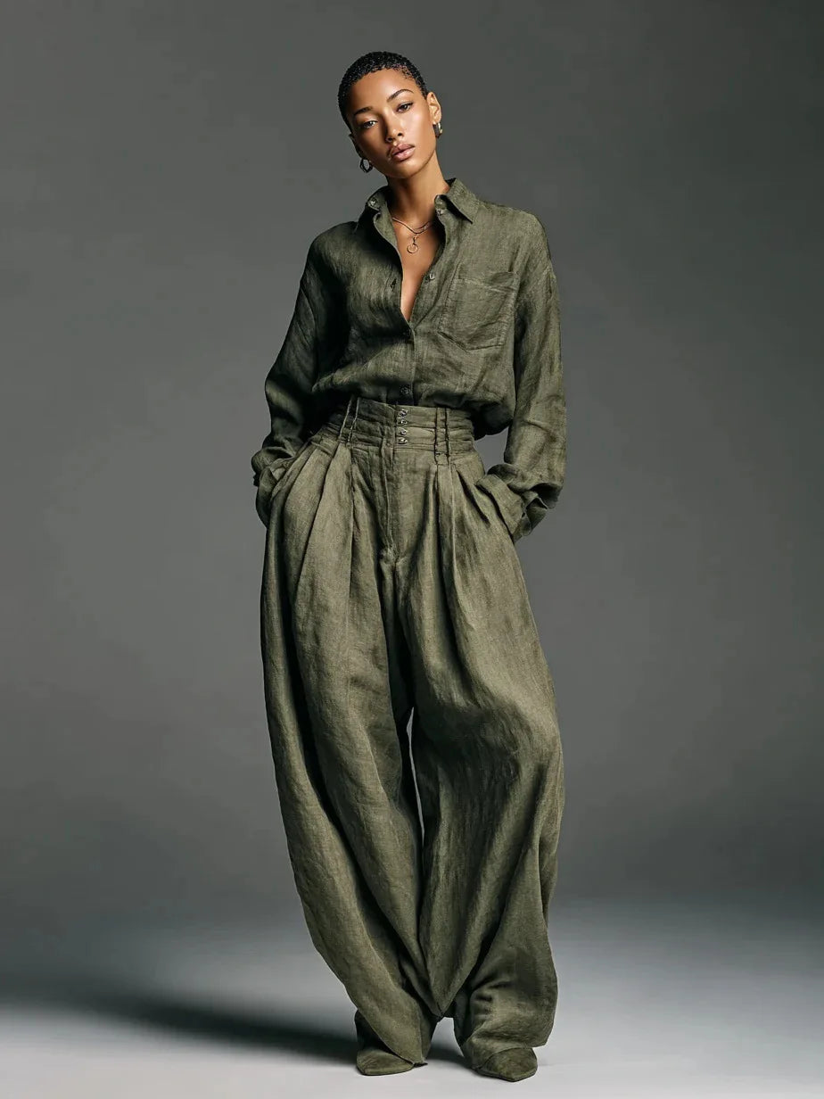 Oversized Balloon Shirt and Pants Set