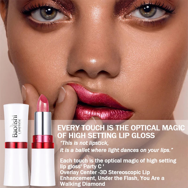 Long-Lasting Mirror Pearl Lipstick – Moisturizing, Waterproof, Flash Gloss Finish | 6 Shades