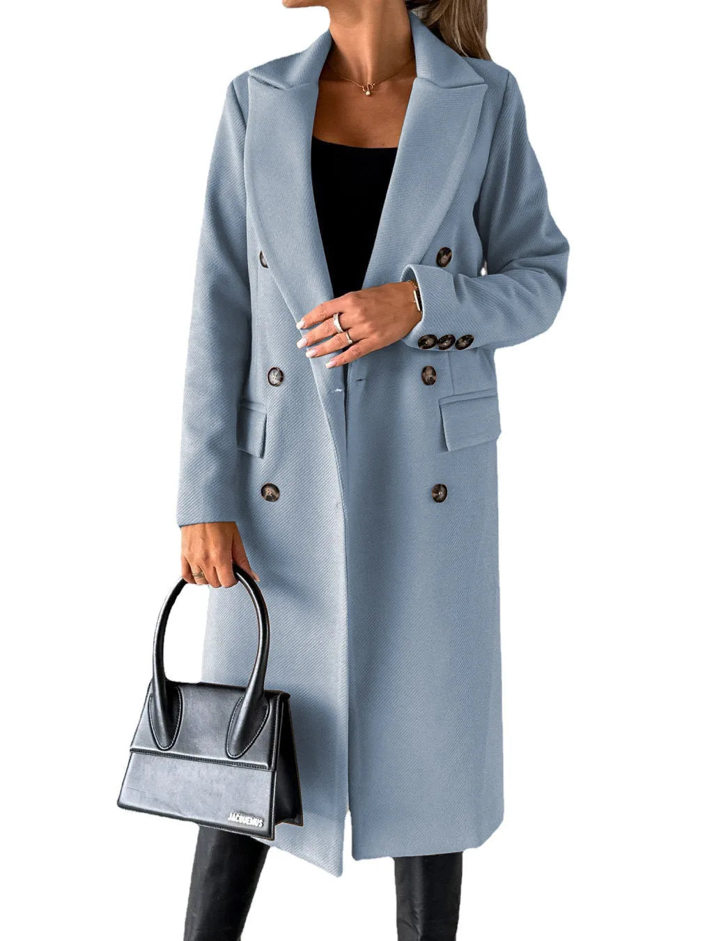 Manteau à double boutonnage et col à revers