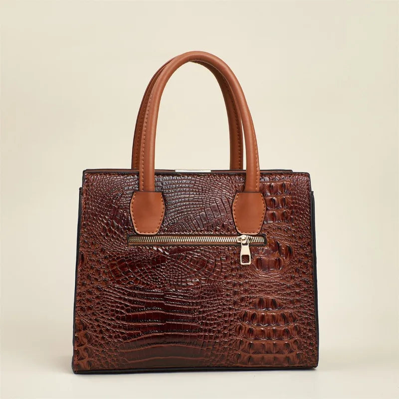 Ensemble Sac à Main pour Femme - Effet Crocodile, 3 Pièces
