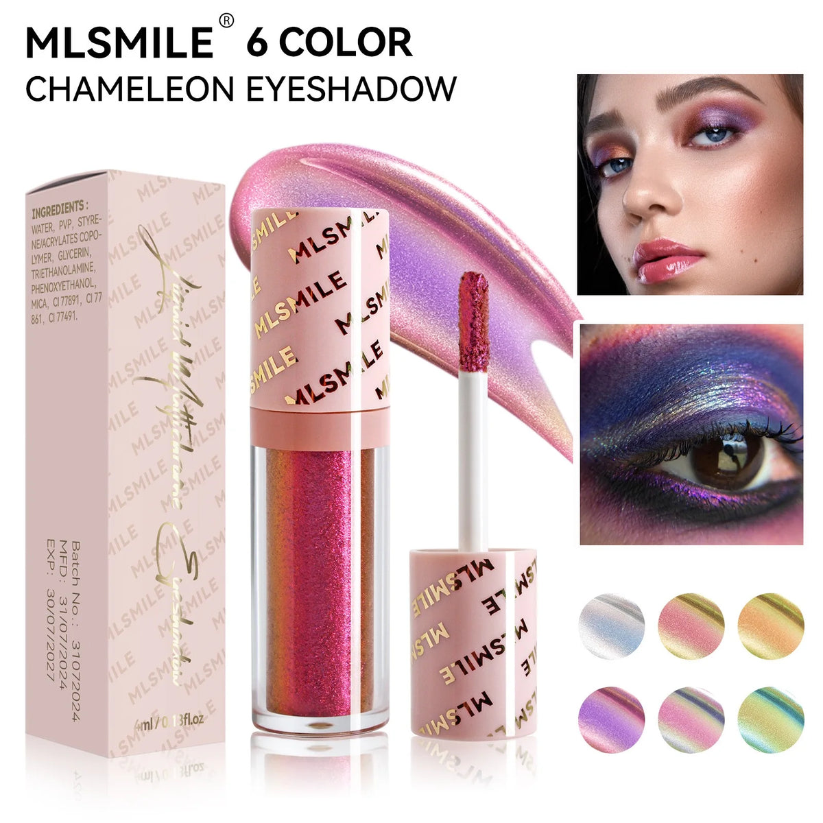 Fard à Paupières Liquide Multichromatique — Shimmer Polarisé, Séchage Rapide, Effet Caméléon