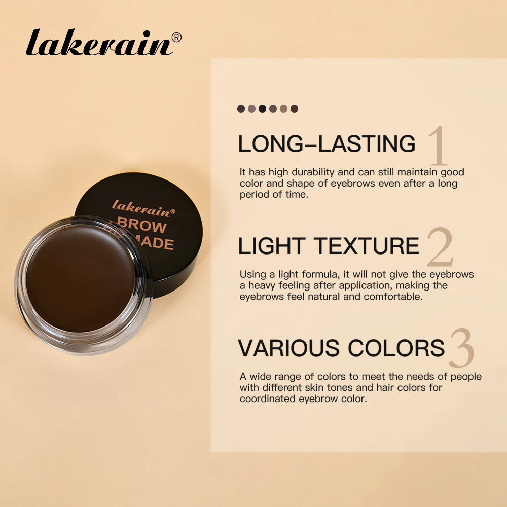 Long-Wear Waterproof Eyebrow Pomade — Smudge-Proof, Natural, 6 Shades