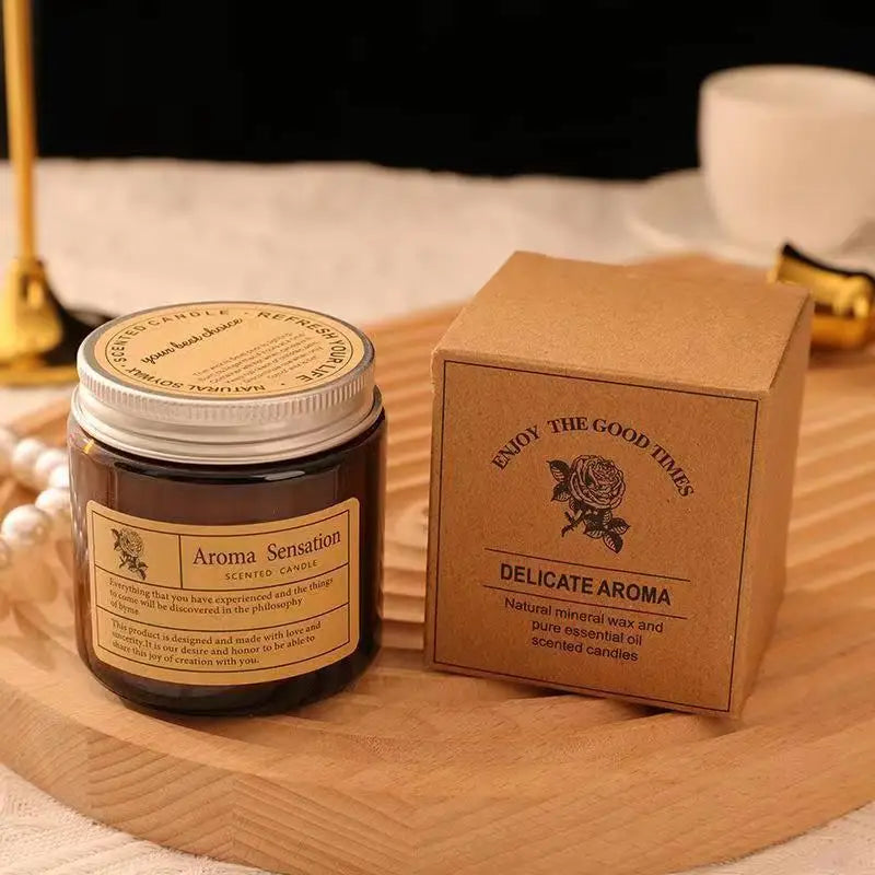 Bougie Parfumée Artisanale en Cire de Soja – Sans Fumée, Coupe en Verre, Aromathérapie