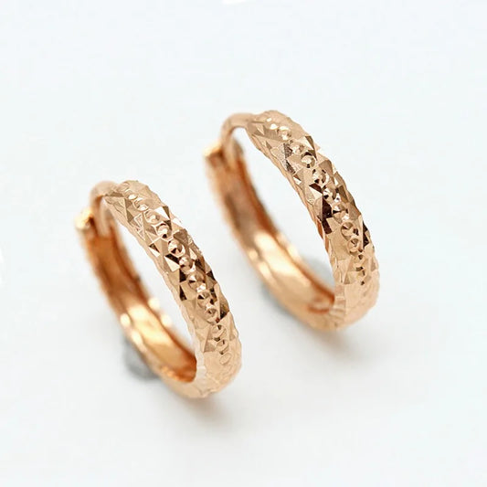 Shiny Hoop Earrings – 14K Rose Gold Plated 585, Classic Design