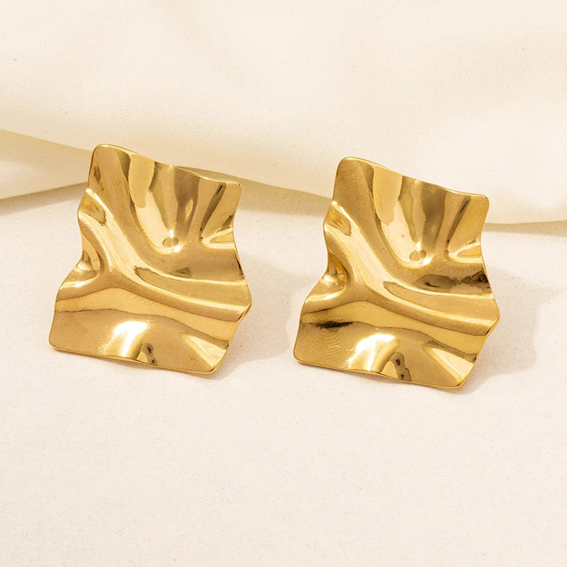 Irregular Geometric Stud Earrings – Stainless Steel, Waterproof & Durable, Unisex