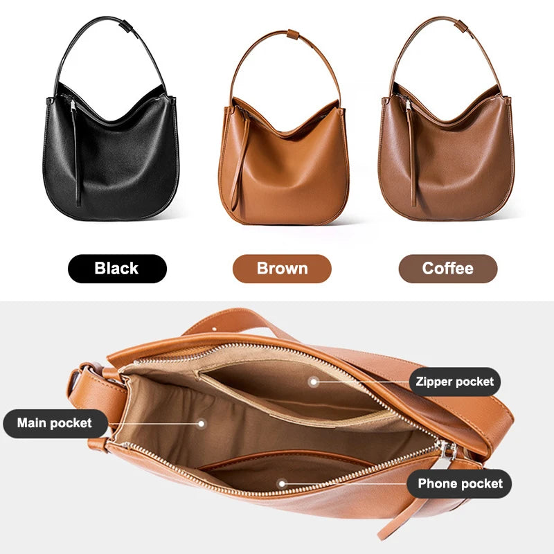 Genuine Leather Women's Handbag - Large Capacity - Luxury Shoulder Bag 2522