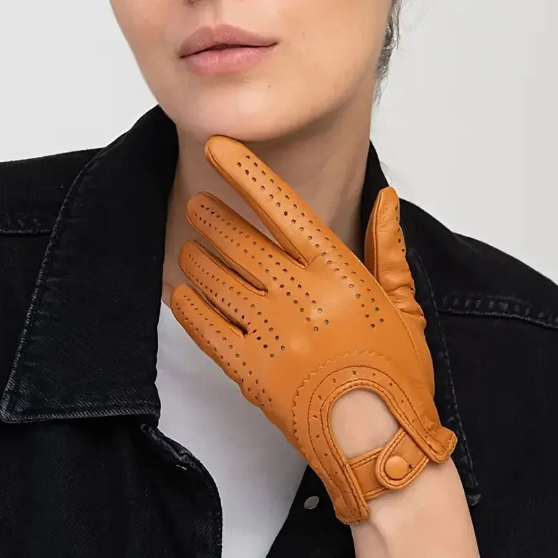 Gants en cuir de mouton perforé pour femme