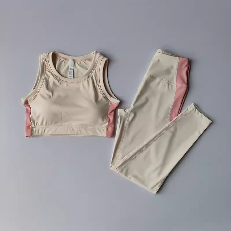 Ensemble Yoga Femme 2 Pièces – Legging Taille Haute & Bra Sport, Gym & Fitness Activewear