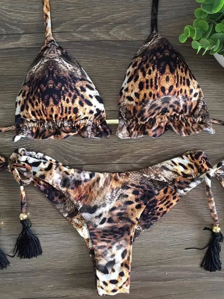 Women's Printed Push-Up Bandage Bikini – Low-Waisted, Brazilian Style, Beach Swimsuit
