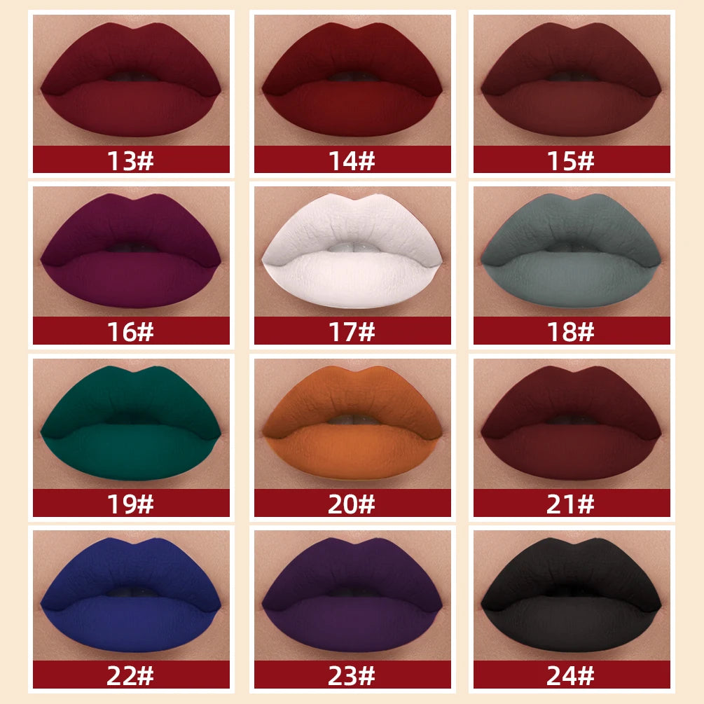 Rouge à Lèvres Liquide Mat Longue Tenue – Velours, Waterproof, 24 Teintes | QiBest