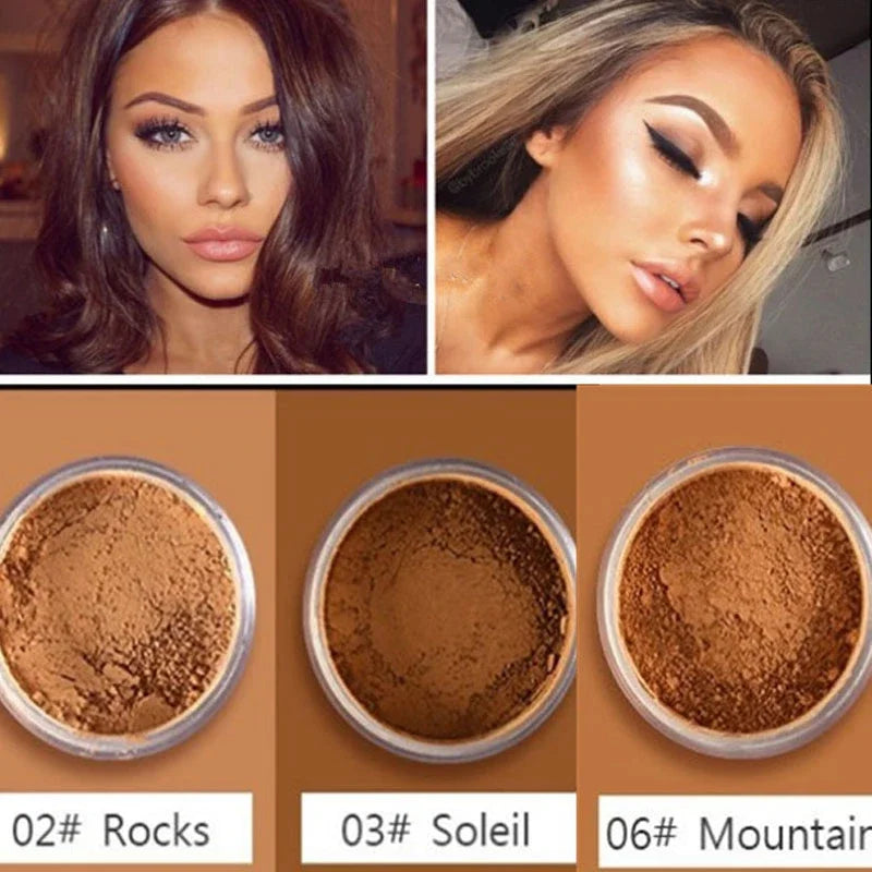 Mineral Loose Setting Powder – Matte Finish, Sebum Control, Waterproof, Dark Skin Tones, 8 Shades
