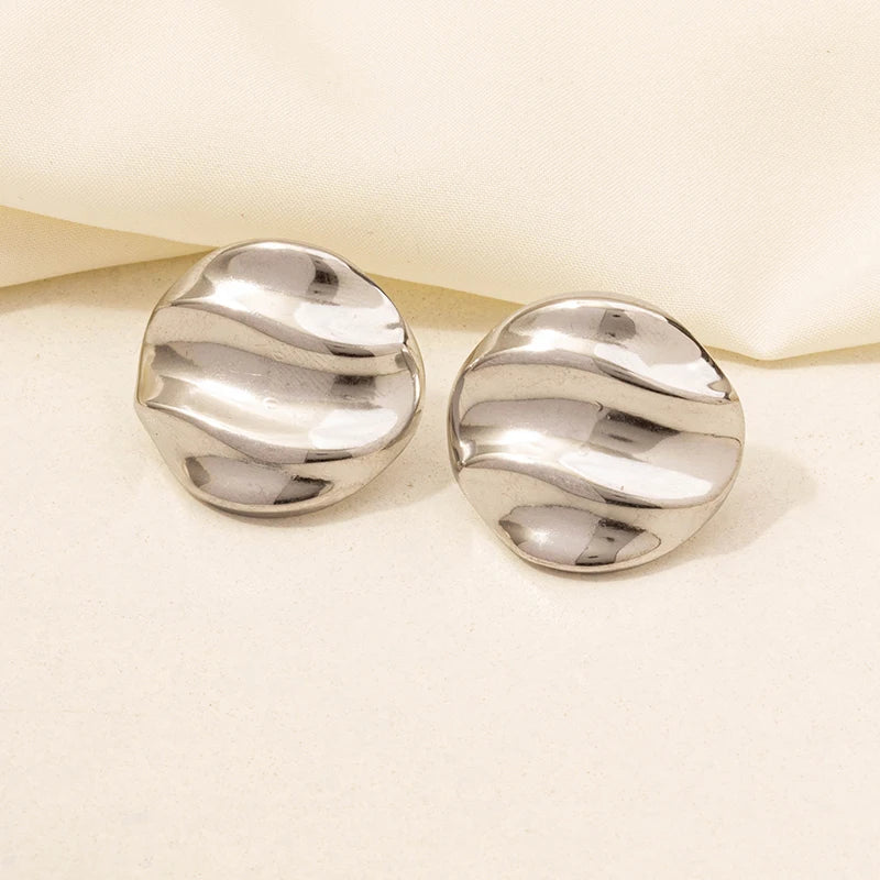 Irregular Geometric Stud Earrings – Stainless Steel, Waterproof & Durable, Unisex