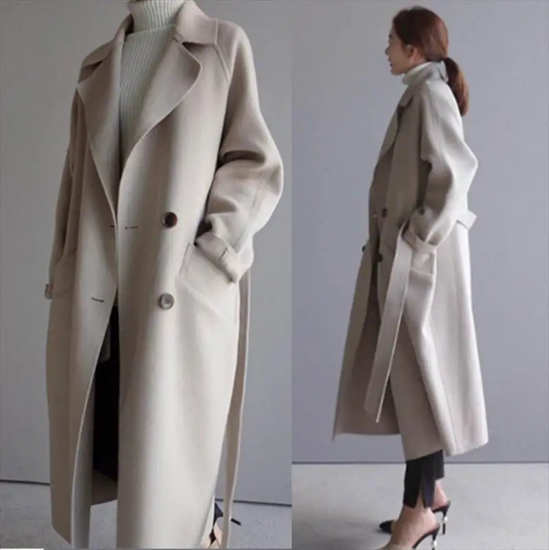 Manteau Long à Col Tailleur