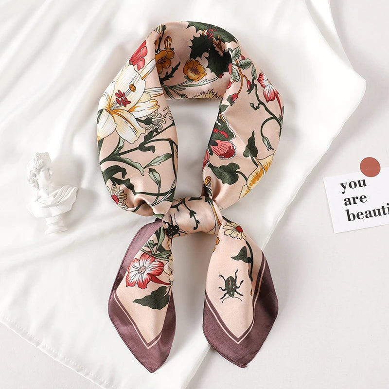 Women's Square Scarf – Luxury Satin Silk, Hair Ribbon, 70x70cm