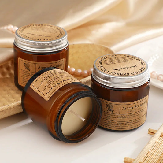 Bougie Parfumée Artisanale en Cire de Soja – Sans Fumée, Coupe en Verre, Aromathérapie
