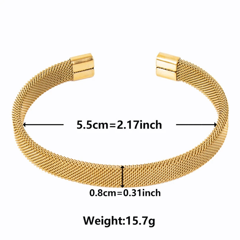 Textured Pattern Bracelet – Flower, Heart or Snake, Gold Stainless Steel, For Women