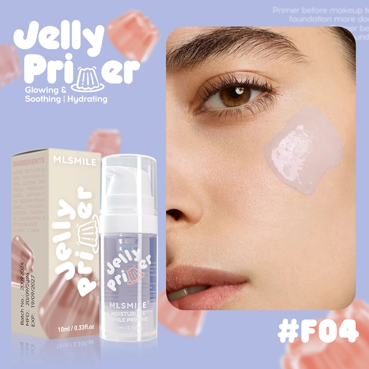 Primer Gel Transparent – Base Maquillage Matifiante, Pores Invisibles, Longue Tenue