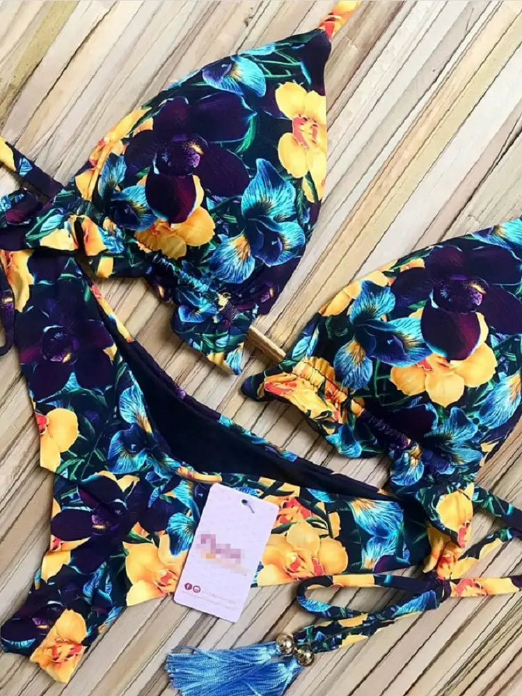 Women's Printed Push-Up Bandage Bikini – Low-Waisted, Brazilian Style, Beach Swimsuit