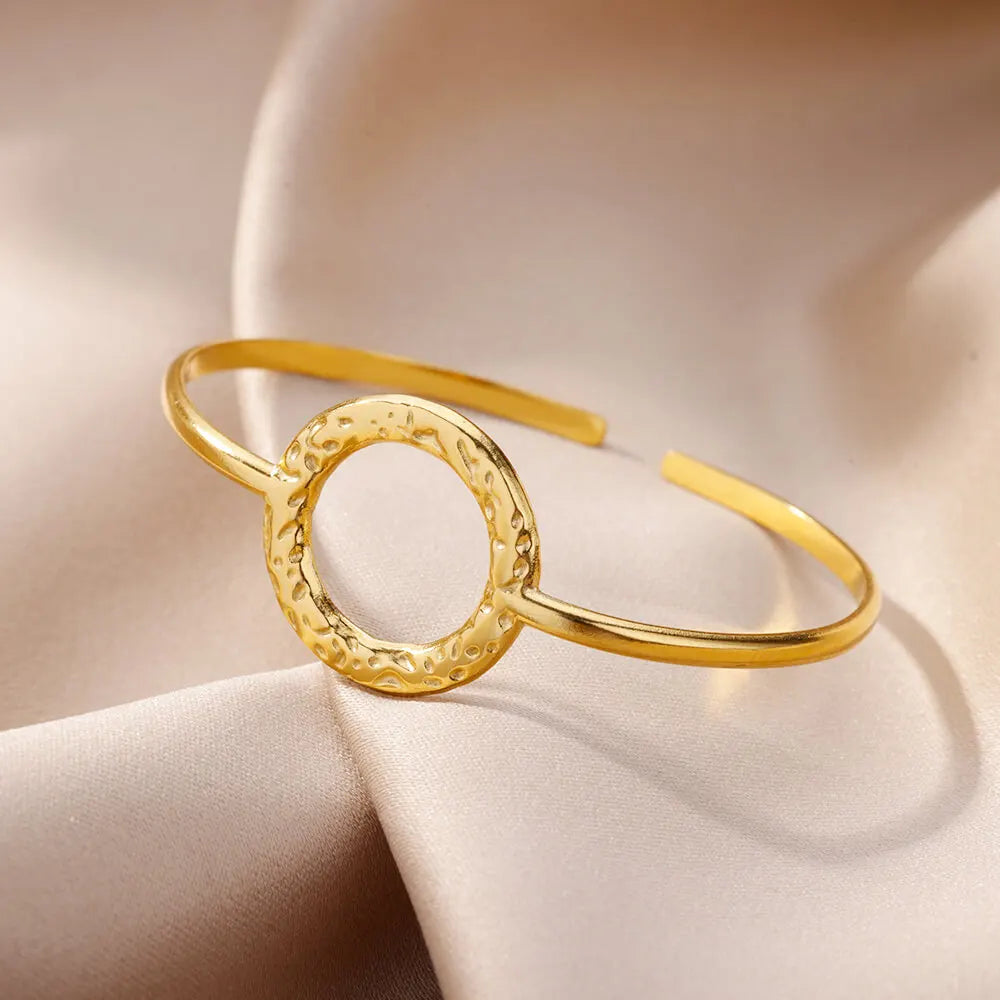 Bracelet Manchette Luxe Doré – Acier Inoxydable, Multicolore, Mariage & Saint-Valentin, Pour Femme