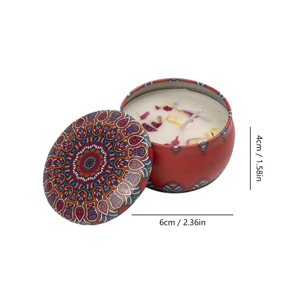 Bougie Parfumée Fleurs Séchées en Cire de Soja – Boîte Rétro, Sans Fumée, Cadeau Anniversaire