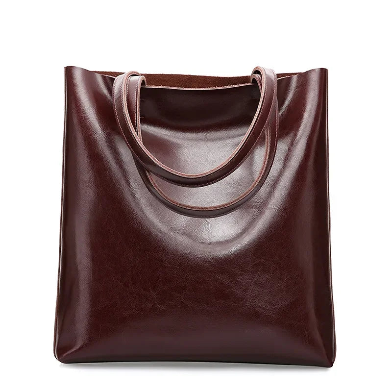 Large cowhide leather tote bag for women - Luxury vintage handbag for office