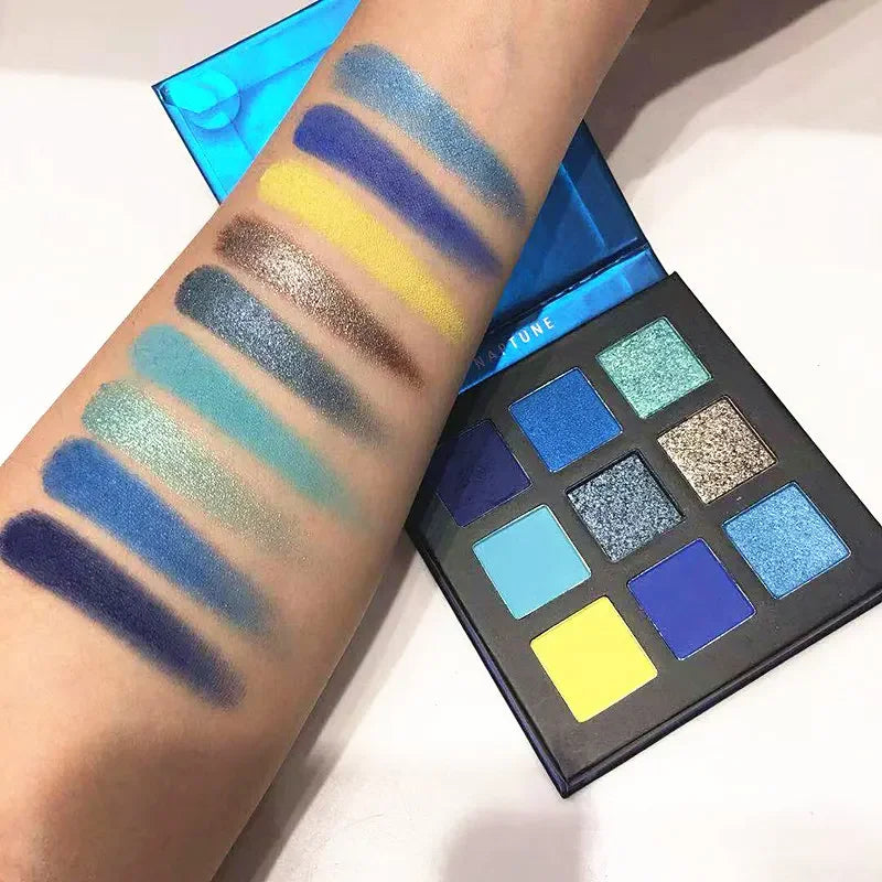 Palette Fard à Paupières 9 Teintes — Shimmer & Glitter Longue Tenue, Waterproof