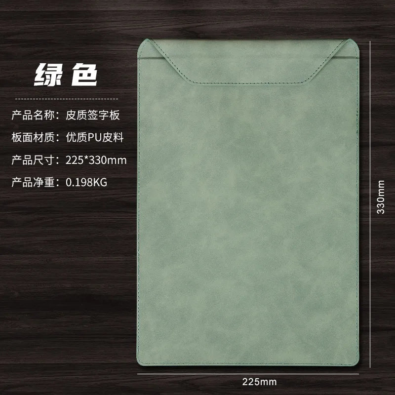 Professional A4 PU leather document holder with clip - Customizable for office and meetings