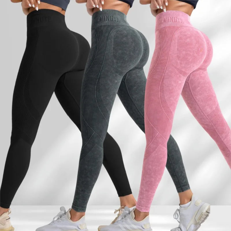 Legging Yoga Femme Taille Haute – Sans Coutures, Gainant, Push-Up Hanches, Séchage Rapide