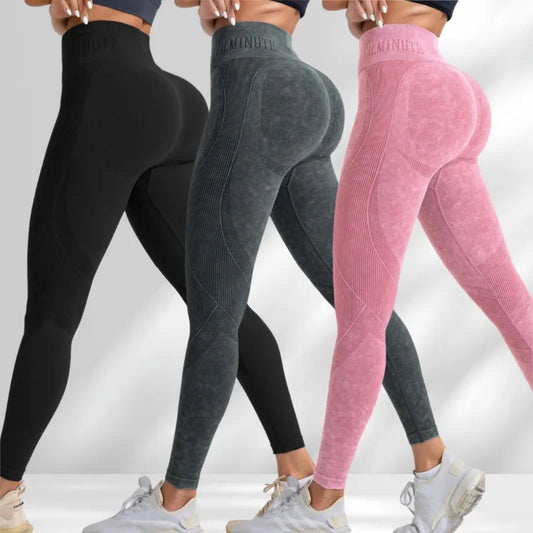 Legging Yoga Femme Taille Haute – Sans Coutures, Gainant, Push-Up Hanches, Séchage Rapide