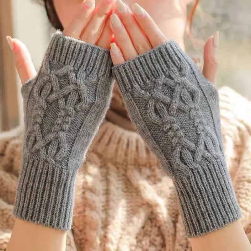 Women's knit fingerless mittens